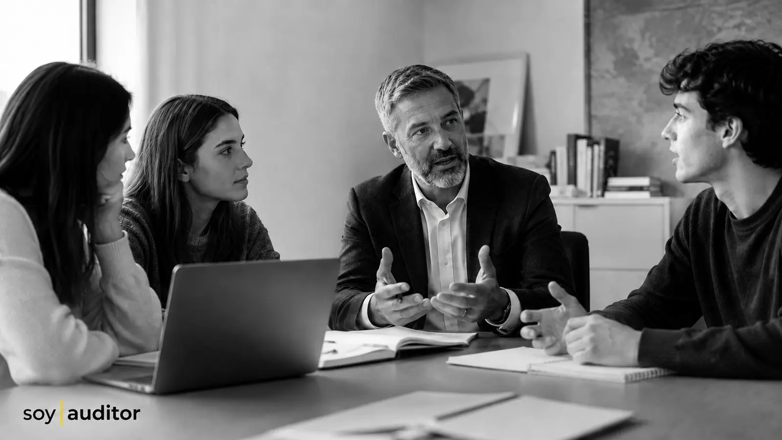Profesionales resolviendo dudas sobre el acceso a la auditoría